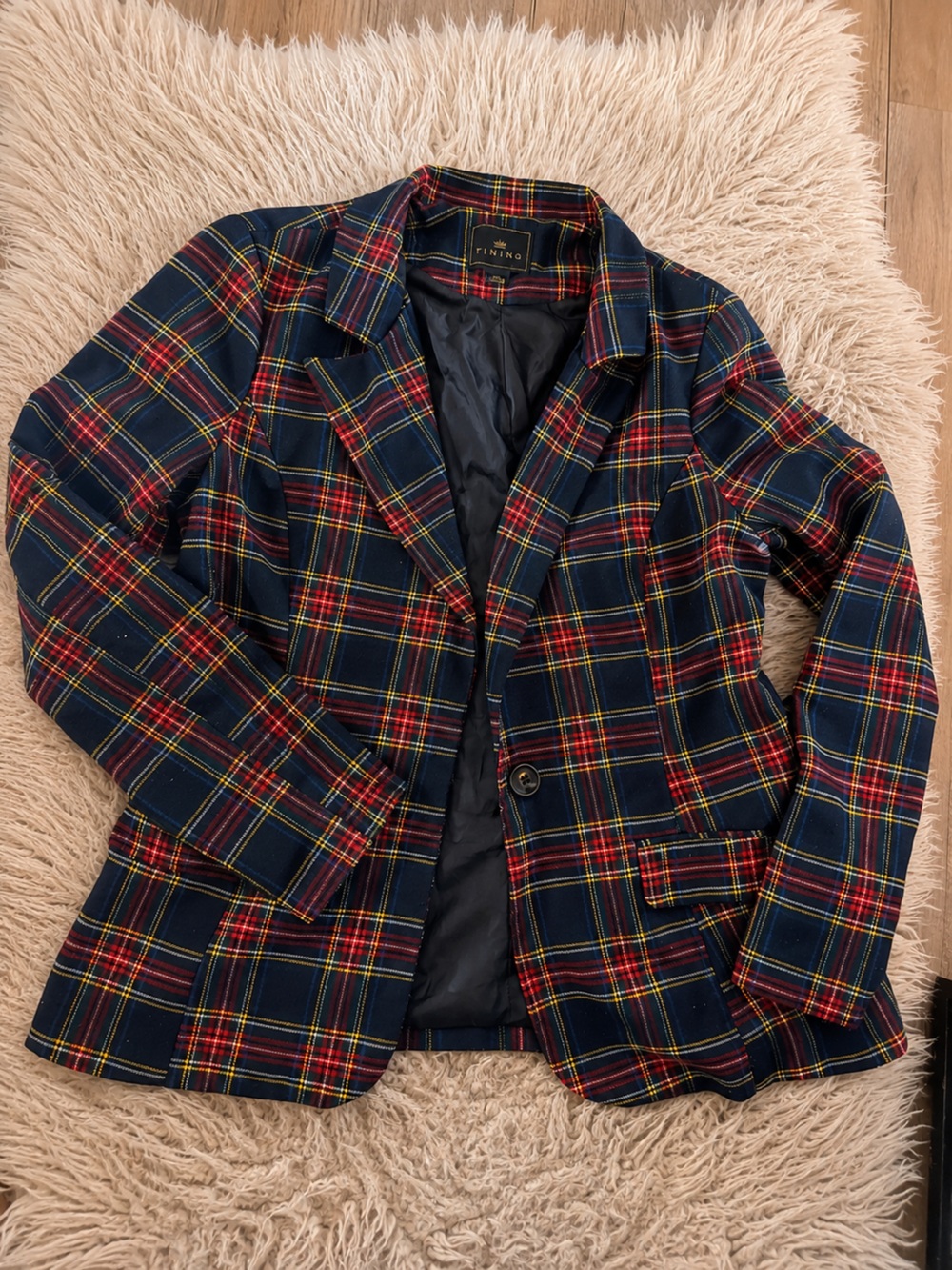 Women’s Timing Plaid Blazer – Navy/Red Tartan – Size L